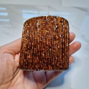 NEW! Brown Beaded Cuff. Statement Jewelry